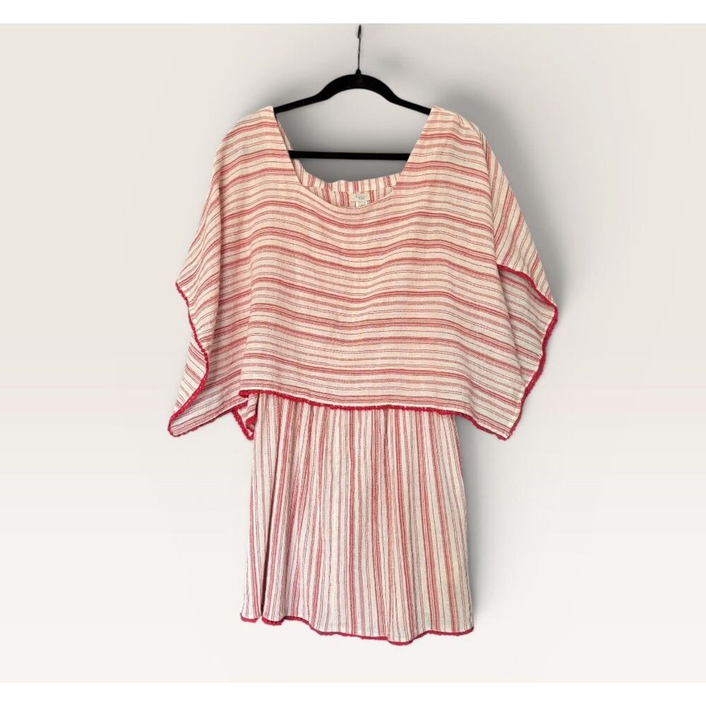 Hoss Intropia Mini Cape Dress Cotton Red White Stripe Boho - Picture 4 of 7